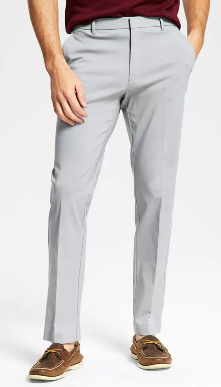 Tommy Hilfiger Mens Tate Dress Pants TH Flex Stretch 34WX34L Light Grey NWT